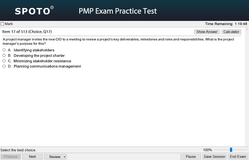 PMP Reliable Test Objectives